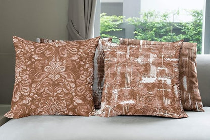 Ambesonne Vintage Throw Pillow Cushion Case Pack of 4, Abstract Grunge Effect Brushstrokes and Waving Striping Stains Paisley Drops, Modern Accent Double-Sided Digital Printing, 16", Redwood Pale Rust