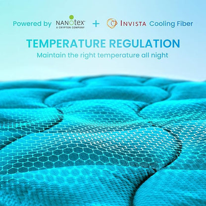 SLEEP ZONE King Size Cooling Mattress Pad, Premium Zoned Quilted Fitted Mattress Topper, Elastic Mattress Protector Cover, Machine Wash Durable, Deep Pocket 8-21 inch, Teal, King