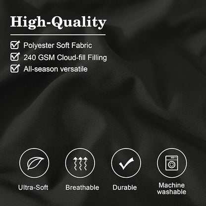 Monbix California King Size Comforter Set - 7 Pieces Bed in a Bag California King, Black Bedding Sets with Comforter, All Seasons Down Alternative Comforter Bed Set with Sheets, Pillowcases & Shams