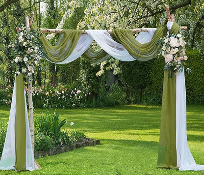 Warm Home Designs 24 Feet Long Sage Green Sheer Window Scarf. These XXL Length Valance Scarves 54 X 288 Inches in Size. Great as Bed Canopy or Wedding Arch Draping Fabric. AM Sage 288"
