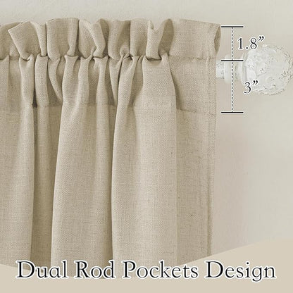 RYB HOME Beige Linen Curtains for Living Room, Rod Pocket Soft Thick Linen Burlap 72 Inch Length Light Filtering Privacy Assured for Home Office Dining Room, W 34 x L 72 inches, 2 Panels Set