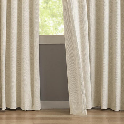 KangBang Pinch Pleat Beige Blackout Curtains 84 Inches Long, Thermal Insulated Pleated Drapes with Hooks for Bedroom Living Room, Elegant Farmhouse Modern Decor, Natural Beige, 42W x 84L, 2 Panels