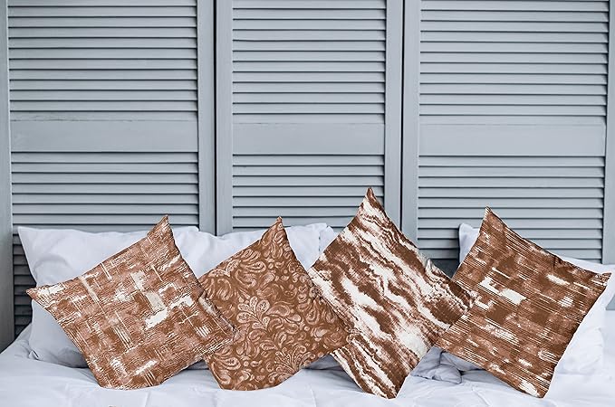 Ambesonne Vintage Throw Pillow Cushion Case Pack of 4, Abstract Grunge Effect Brushstrokes and Waving Striping Stains Paisley Drops, Modern Accent Double-Sided Digital Printing, 24", Redwood Pale Rust