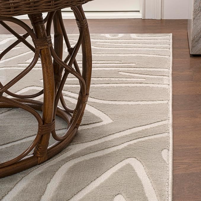JONATHAN Y Graphic Lines High-Low Indoor Area Rug 5X8 Beige/Cream, Alcina Modern Scandinavian for Living Room, Bedroom, Kitchen, Easy-Cleaning, High Traffic, Pet-Friendly, Non-Shedding SND102A-5