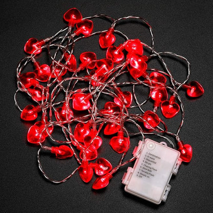 Luditek 14.7ft 40LED Mothers Day Decorations String Lights, Battery Operated Heart Shape Hanging Garland Valentines Day Decor for Indoor Outdoor Home Room Party Wedding