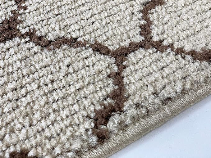Custom Size Modern Runner Rug Carpet for Hallway Entryway Foyer Kitchen, Slip Resistant Latex Rubber Backed 31 inch Wide X Customized Length, Trellis Beige, 31 inch X 11 feet