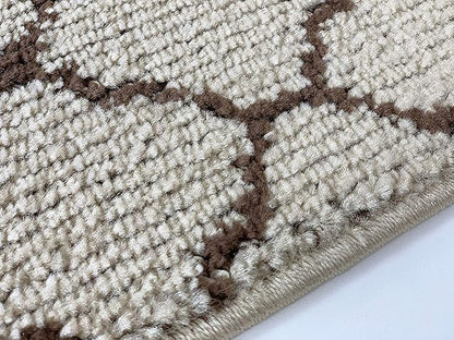 Custom Size Modern Runner Rug Carpet for Hallway Entryway Foyer Kitchen, Slip Resistant Latex Rubber Backed 31 inch Wide X Customized Length, Trellis Beige, 31 inch X 19 feet