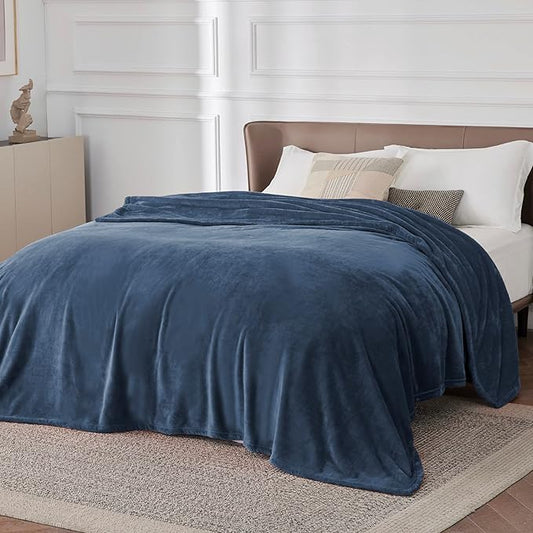 Bedsure GentleSoft Fleece Blanket California King Mineral Blue - Lightweight Plush Fuzzy Cozy Soft Bed Blankets, 102x96 inches