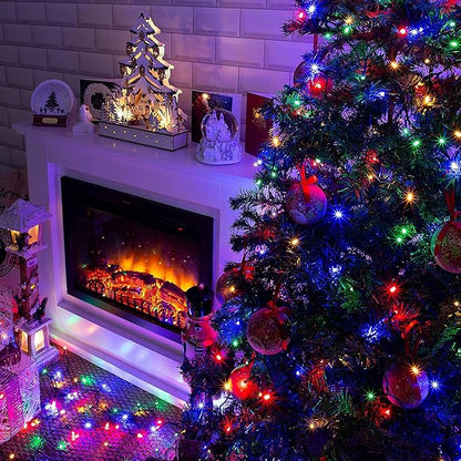 Dazzle Bright Christmas String Lights, 100 LED 33 FT Connectable Fairy Lights with 8 Modes, Waterproof Christmas Decorations for Indoor Outdoor Holiday Party Home Tree Decor (Multi-Colored)
