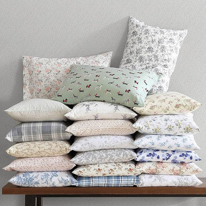 Laura Ashley - Flannel Sheets Twin Size, Anti-Pilling & Wrinkle Resistant Cotton, Touchably Soft for All-Season Comfort - Bed Sheets with Matching Pillowcase & Fitted Sheet (Vanessa Grey)