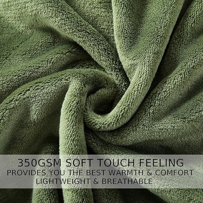 HOZY Soft Blanket Queen Size Fleece Warm Fuzzy Throw Blankets for The Bed Sofa Lightweight 350GSM Green 90"*90"