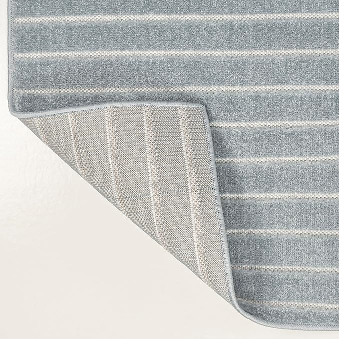 Eyely NCS101F-5 Odense High-Low Minimalist Angle Geometric Light Blue/Cream 5 ft. x 8 ft. Indoor/Outdoor Area Rug, for Home, Backyard, Patio, Porch, Bedroom, Kitchen, Living Room