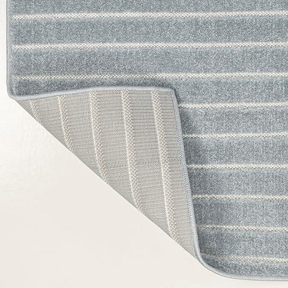 Eyely NCS101F-5 Odense High-Low Minimalist Angle Geometric Light Blue/Cream 5 ft. x 8 ft. Indoor/Outdoor Area Rug, for Home, Backyard, Patio, Porch, Bedroom, Kitchen, Living Room