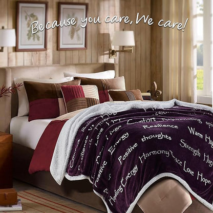 Chanasya Premium Sympathy Warm Hugs Gift Throw Blanket - for Positive Energy Love Support Comfort - Breast Cancer Chemo Get Well Purple Gift Blanket - Women Mom Grandma (60x70 Inch) Aubergine