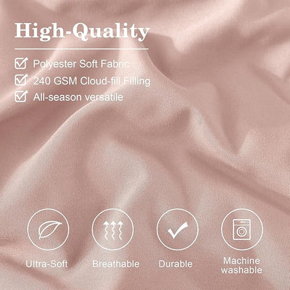 Monbix Twin XL Size Comforter Set - Extra Long 5 Pieces Dorm Bedding Sets, Quilting Design Fluffy Bed in a Bag Twin XL with Sheets, Pillowcase & Sham(Light Pink)