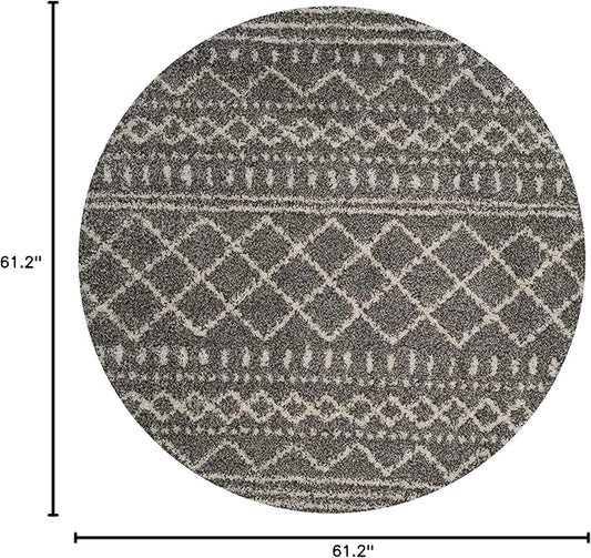 SAFAVIEH Arizona Shag Collection 5'1" Round Brown / Ivory ASG741B Moroccan Non-Shedding Living Room Bedroom Dining Room Entryway Plush 1.6-inch Thick Area Rug