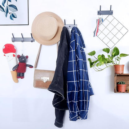 WEBI Coat Rack Wall Mounted,3 Coat Hooks for Hanging Coats,Heavy Duty Metal Hook Rack Hook Rail Coat Hanger Wall Coat Rack with Hooks for Clothes Entryway Jacket,Black,2 Packs