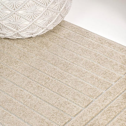 Eyely NCS101E-4 Odense High-Low Minimalist Angle Geometric Beige/Cream 4 ft. x 6 ft. Indoor/Outdoor Area Rug, for Home, Backyard, Patio, Porch, Bedroom, Kitchen, Living Room