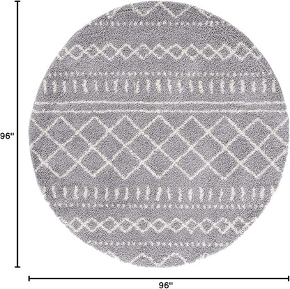 SAFAVIEH Arizona Shag Collection 8' Round Ivory/Beige ASG741G Moroccan Non-Shedding 1.6-inch Thick Area Rug