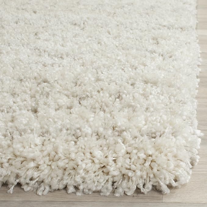 SAFAVIEH Arizona Shag Collection Accent Rug - 4' x 6', Ivory & Beige, Moroccan Design, Non-Shedding & Easy Care, 1.6-inch Thick Ideal for High Traffic Areas in Entryway, Living Room, Bedroom (ASG741A)