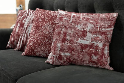 Ambesonne Vintage Throw Pillow Cushion Case Pack of 4, Abstract Grunge Effect Brushstrokes and Waving Striping Stains Paisley Drops, Modern Accent Double-Sided Digital Printing, 16", Maroon Rust White