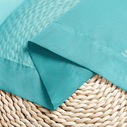 Chyhomenyc Turquoise Sheer Curtains 30 inch Length 2 Panels, Light Filtering Voile Rod Pocket Short Window Curtians for Bathroom Living Room Farmhouse Small Windows, 42Wx30L inches