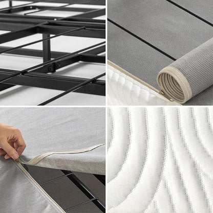 ZINUS 4 Inch Box Spring with Cover, No Assembly Mattress Foundation, Sturdy Metal Structure, Split Cal King, White