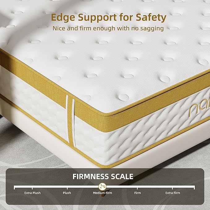 Cooling Gel Memory Foam Hybrid Mattress, 12 Inch Queen Size Mattress in A Box with Pocket Springs for Back Pain & Pressure Relief, Medium Firm Feeling with CertiPUR-US Certified Foam