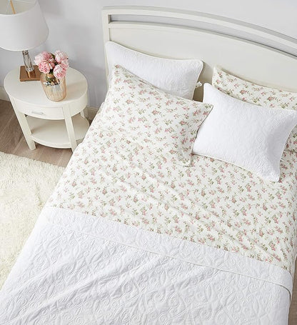 Laura Ashley Flannel Sheet Set, Audrey Pink, Queen (201592)