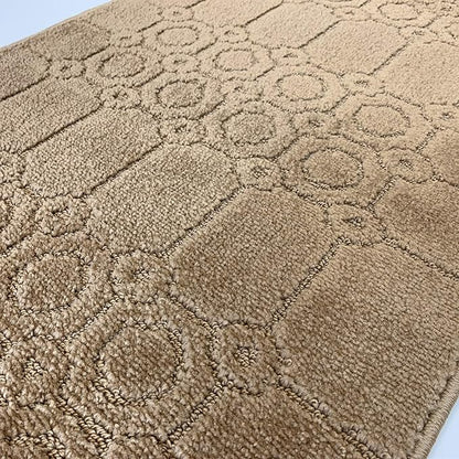 Custom Size Modern Abstract Floor Carpet Runner Rug for Hallways, Slip Resistant Latex Rubber Backed, 31 inch Wide X Customized Length, Art Gold Tan, 31 inch X 6 feet