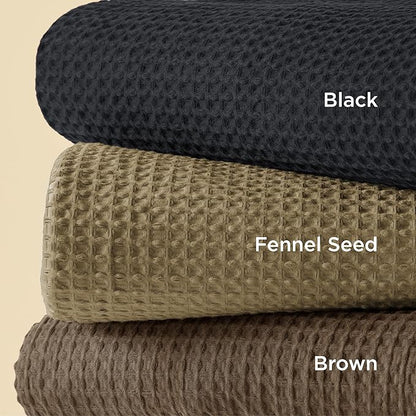Bedsure Cotton Duvet Cover Queen Size - 100% Cotton Waffle Weave Fennel Seed Duvet Cover Queen Size, GentleSoft™ and Breathable Bedding Set for All Season, 3 Pieces, 90"x90"