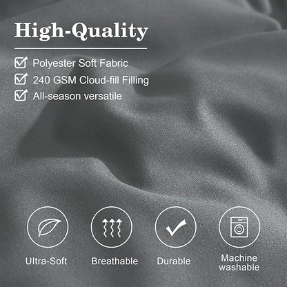 Monbix Twin XL Size Comforter Set - Extra Long 5 Pieces Dorm Bedding Sets, Quilting Design Fluffy Bed in a Bag Twin XL with Sheets, Pillowcase & Sham(Grey)