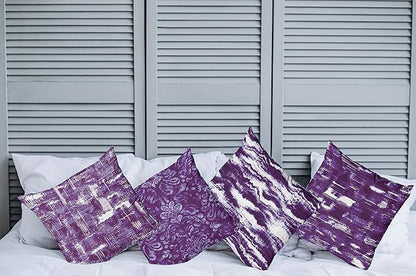 Ambesonne Vintage Throw Pillow Cushion Case Pack of 4, Abstract Grunge Effect Brushstrokes and Waving Striping Stains Paisley Drops, Modern Accent Double-Sided Digital Printing, 20", Ceil Blue Purple