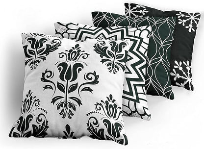 Ambesonne Retro Throw Pillow Cushion Case Pack of 4, Trellis Grid Medieval Floral Damask Mandala Flower Ornament Modern Monochrome, Modern Accent Double-Sided Digital Printing, 18", Dark Reseda Green