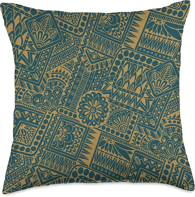 Scandinavian Ethno Mosaic Folklore Pattern 1 - Fan Fun Throw Pillow
