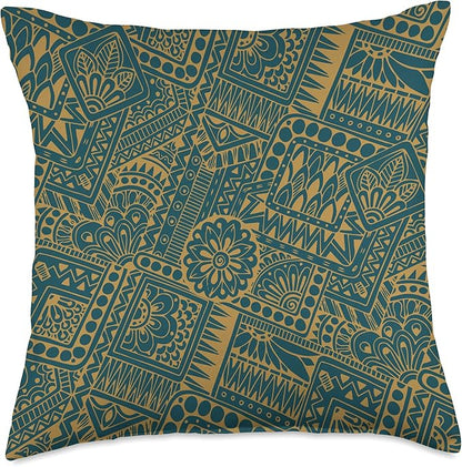 Scandinavian Ethno Mosaic Folklore Pattern 1 - Fan Fun Throw Pillow