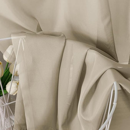 Aiyufeng Taupe Sheer Curtains 90 Inches Long 2 Panels Set, Semi Transparent Voile Rod Pocket Sheer Window Drapes for Bedroom Bed Canopy Living Room Dining Wedding Party Backdrop, 42W x 90L inch