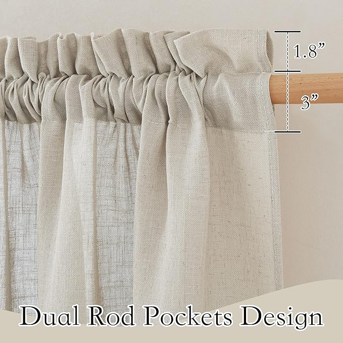RYB HOME Semi Sheer Curtains 102 inches Long, Light Filtering Half Privacy Window Curtains & Drapes for Bedroom Living Room Sunroom High Humidity Areas, Angora, W 52 x L 102 inches, 2 Panels Set