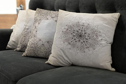 Ambesonne Ethnic Throw Pillow Cushion Case Pack of 4, Mandala Design Cultural Folkloric Motifs Swirling Floral Style Art Illustration, Modern Accent Double-Sided Digital Printing, 20", Eggshell Brown