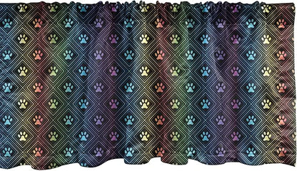 Ambesonne Dog Lover Window Valance, Paw Print Pattern Diamond Shaped Rhombus Shapes Design Geometric Arrangement, Curtain Valance for Kitchen Bedroom Decor with Rod Pocket, 42" x 18", Petrol Blue