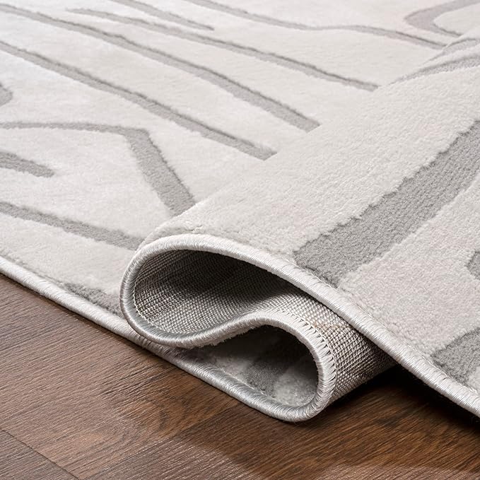 JONATHAN Y Graphic Lines High-Low Indoor Area Rug 3X5 White/Light Gray, Alcina Modern Scandinavian for Living Room, Bedroom, Kitchen, Easy-Cleaning, High Traffic, Pet-Friendly, Non-Shedding SND102C-3