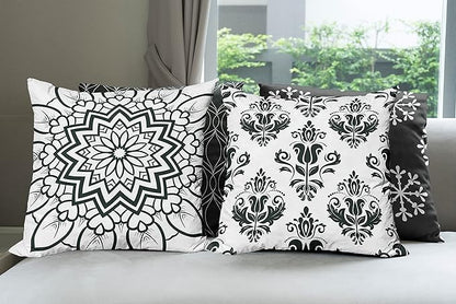 Ambesonne Retro Throw Pillow Cushion Case Pack of 4, Trellis Grid Medieval Floral Damask Mandala Flower Ornament Modern Monochrome, Modern Accent Double-Sided Digital Printing, 18", Dark Reseda Green