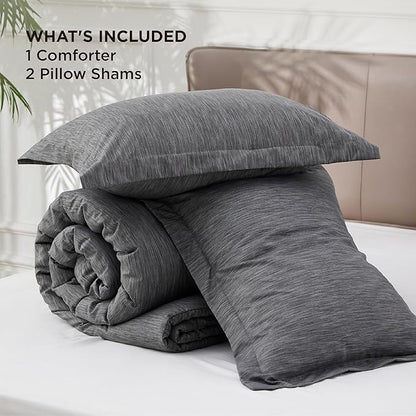 Bedsure King Size Comforter Set - Charcoal Grey Soft Bedding for All Seasons, Cationic Dyed Bed Set, 3 Pieces, 1 King Size Comforter (104"x90") and 2 Pillow Shams (20"x36"+2")