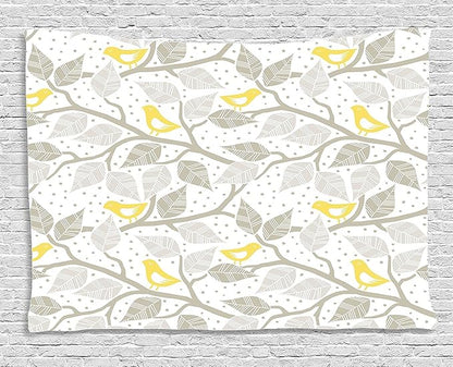 Ambesonne Grey Tapestry, Pastel Colored Repetitive Pattern of Irregular Dots Silhouettes Style, Wide Wall Hanging for Bedroom Living Room Dorm, 80" X 60", Yellow White