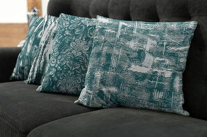 Ambesonne Vintage Throw Pillow Cushion Case Pack of 4, Abstract Grunge Effect Brushstrokes Waving Striping Stains Paisley Drops, Modern Accent Double-Sided Digital Printing, 20", Dark Sea Green Teal