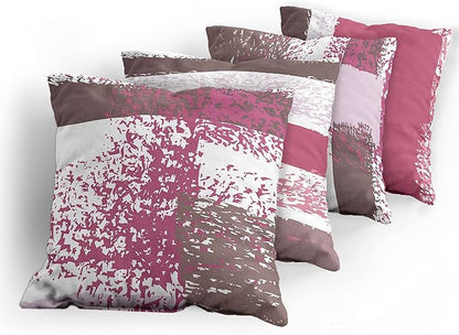 Ambesonne Grunge Throw Pillow Cushion Case Pack of 4, Abstract Design Simplistic Minimal Stripes Brushstrokes Contemporary, Modern Accent Double-Sided Digital Printing, 18", Pink Purpleblue Grey Pink
