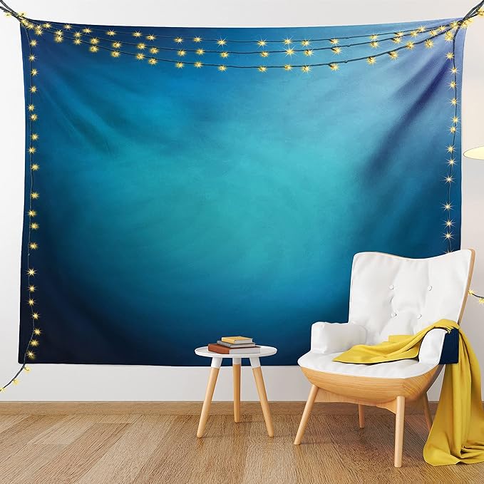 Ambesonne Navy Blue Tapestry, Abstract Vibrant Shaded Digital Color on Plain Background Bohemian Print, Wide Wall Hanging for Bedroom Living Room Dorm, 60" X 40", Turquoise Navy