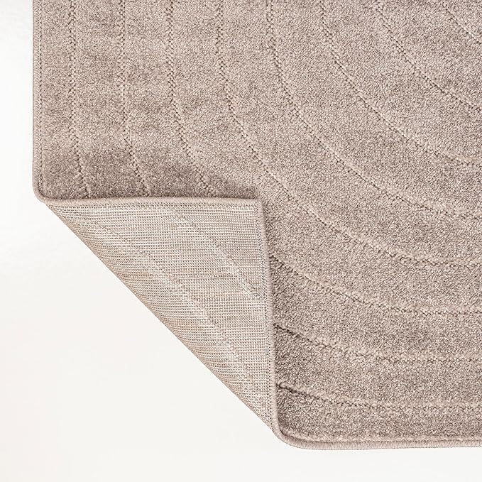 Eyely NCS101C-28 Odense High-Low Minimalist Angle Geometric Light Taupe 2 ft. x 8 ft. Indoor/Outdoor Runner Rug, for Home, Backyard, Patio, Porch, Bedroom, Kitchen, Living Room
