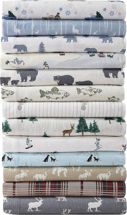 Eddie Bauer - Twin Sheets, Cotton Flannel Bedding Set, Brushed For Extra Softness, Cozy Home Decor (Rookeries, Twin)