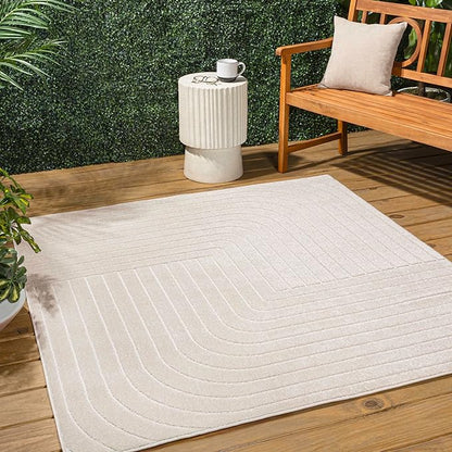 Eyely NCS101A-9SQ Scandinavian Odense Minimalist Angle Geometric Indoor Rug, Pet Friendly, Non-Shedding, Stain Resistant, Easy-Cleaning, Ivory/Cream, 9' Square, Indoor/Outdoor, Area Rug